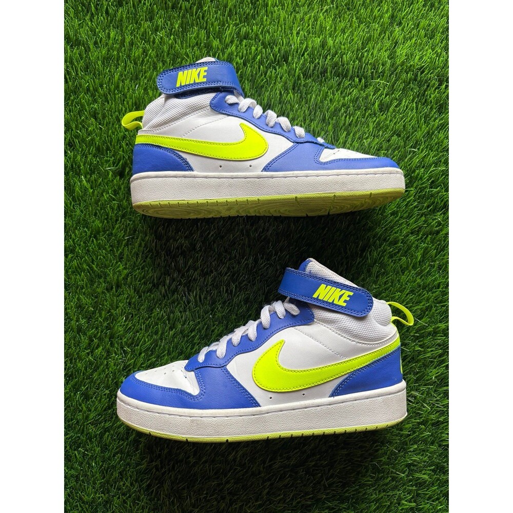Nike Kids Mid Top Sneakers Blue White Yellow sz 6.5y